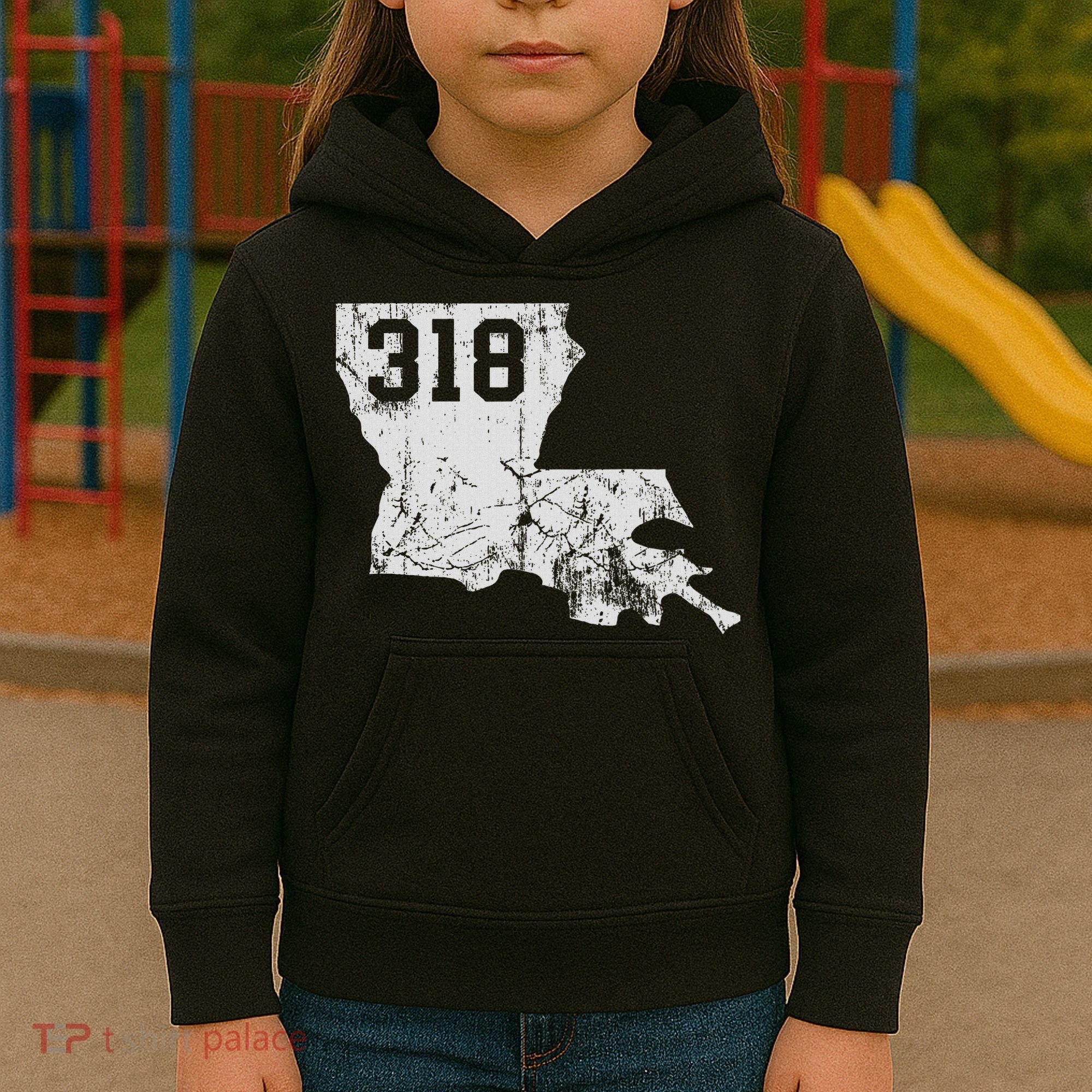 Louisiana State Area Code 318 New Orleans Mardi Gras Kids Hoodie