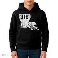 Louisiana State Area Code 318 New Orleans Mardi Gras Kids Hoodie thumb 4