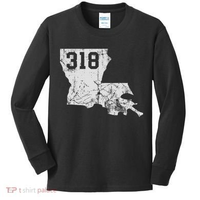 Louisiana State Area Code 318 New Orleans Mardi Gras Kids Long Sleeve Shirt