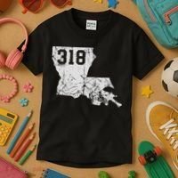 Louisiana State Area Code 318 New Orleans Mardi Gras Kids T-Shirt thumb 3