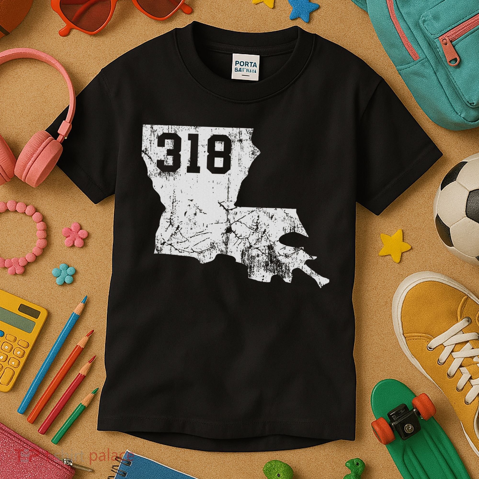 Louisiana State Area Code 318 New Orleans Mardi Gras Kids T-Shirt