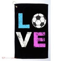 Love Soccer American Team Fan Gift Golf Towel thumb 0