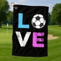Love Soccer American Team Fan Gift Golf Towel thumb 1