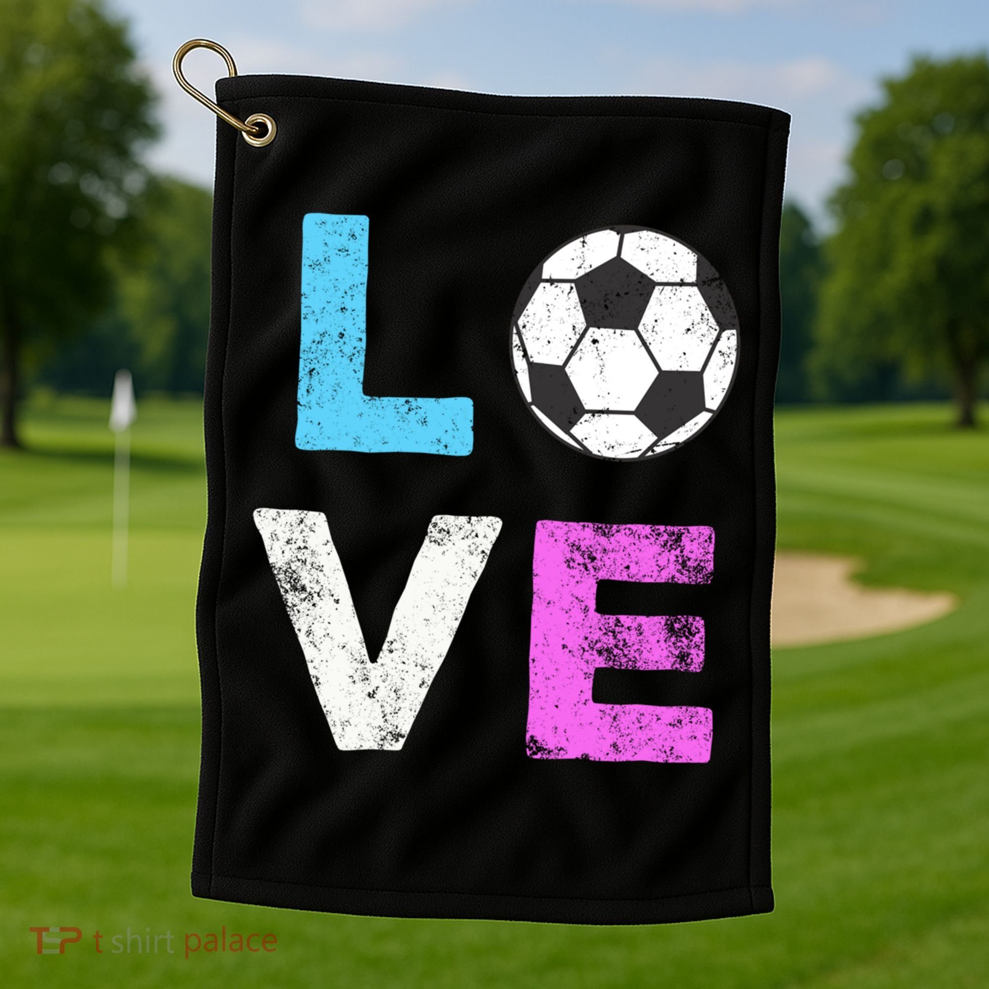 Love Soccer American Team Fan Gift Golf Towel