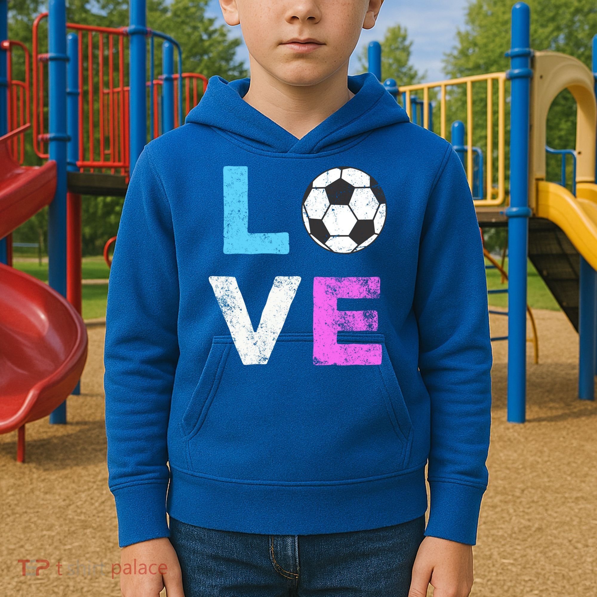 Love Soccer American Team Fan Gift Kids Hoodie