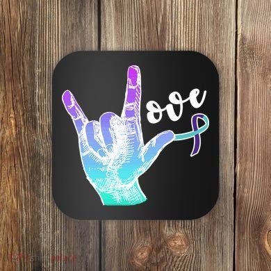 Love Suicide Awareness Sign Language Coaster