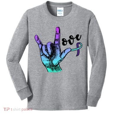 Love Suicide Awareness Sign Language Kids Long Sleeve Shirt