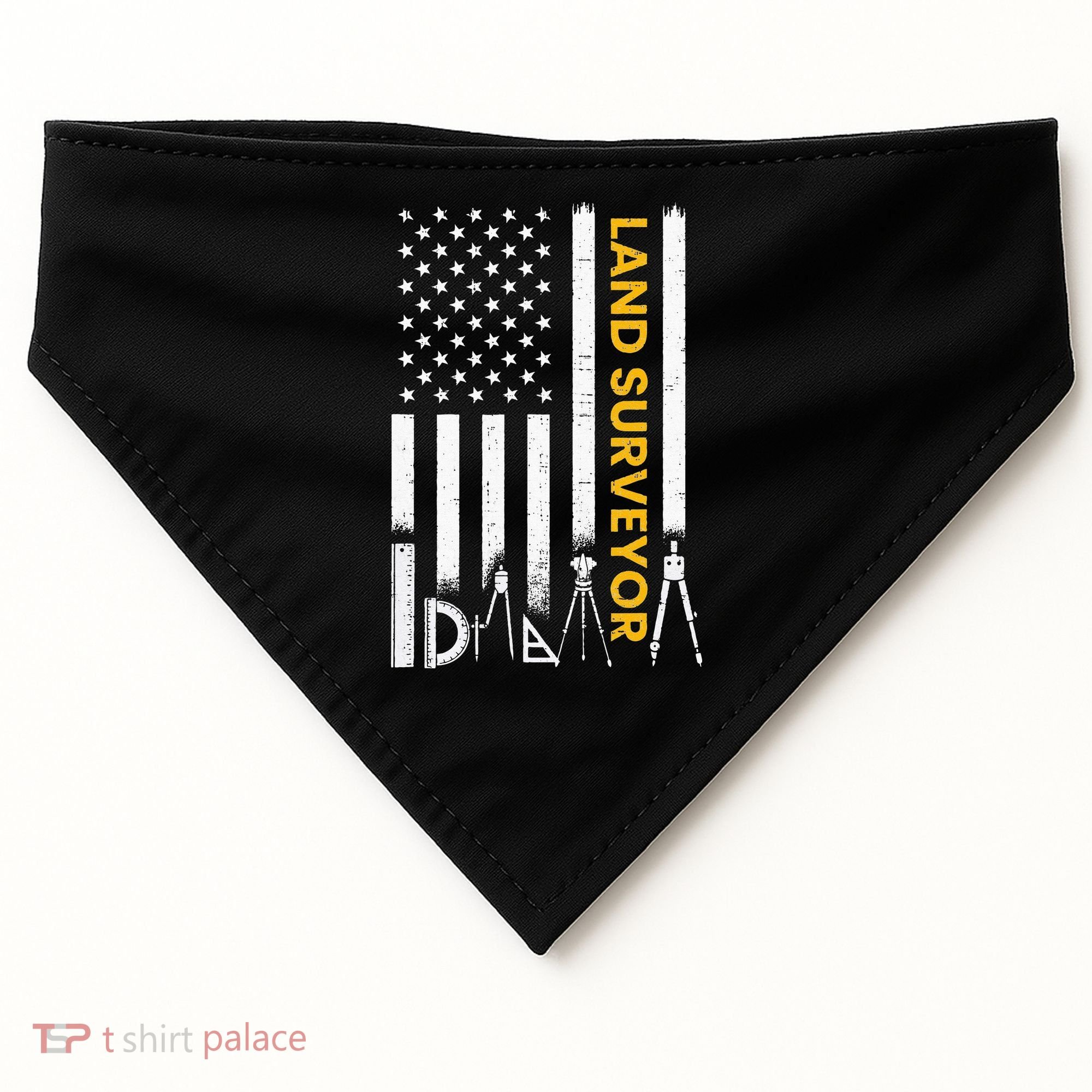 Land surveyor American Flag funny land surveyor USA-Made Doggie Bandana