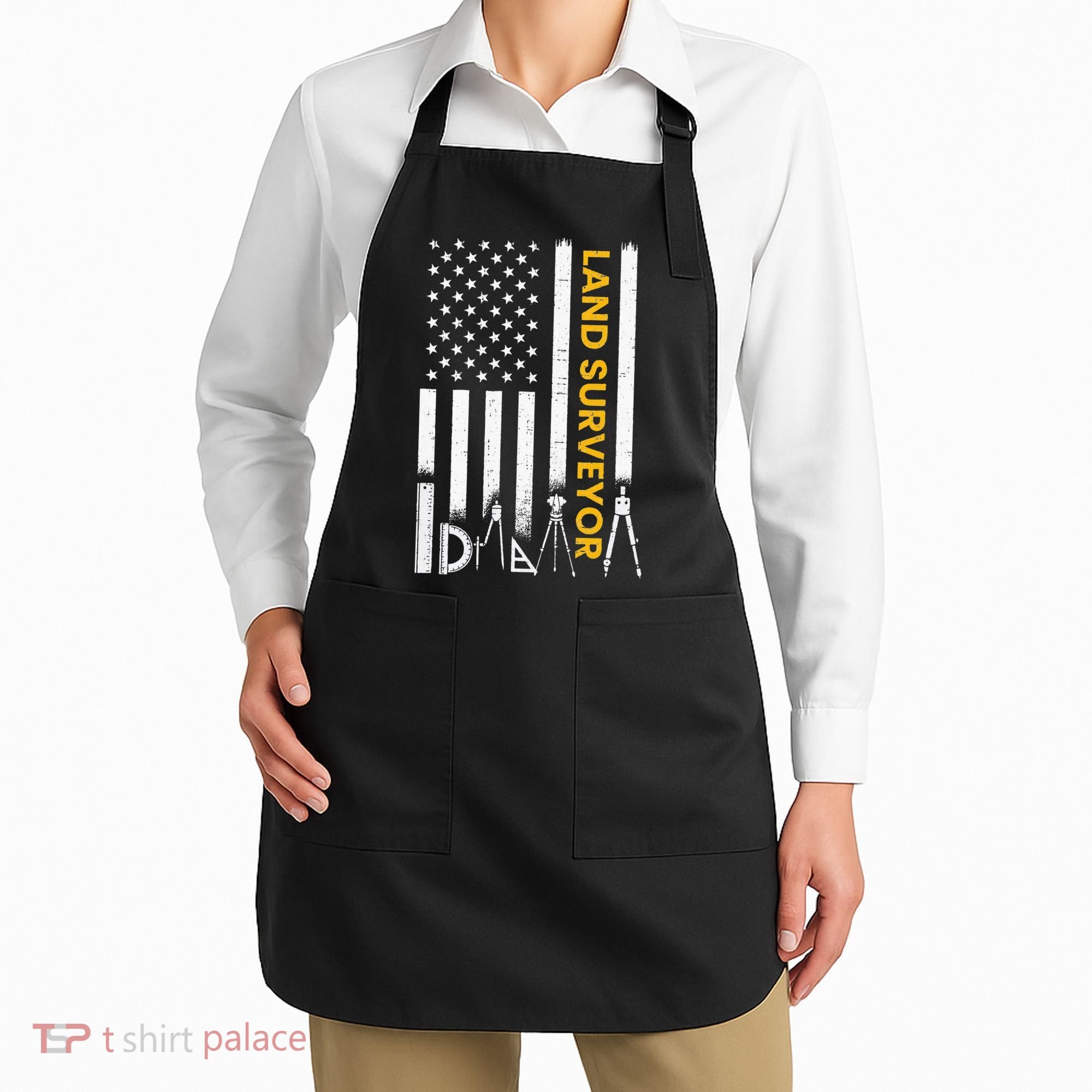 Land surveyor American Flag funny land surveyor Apron