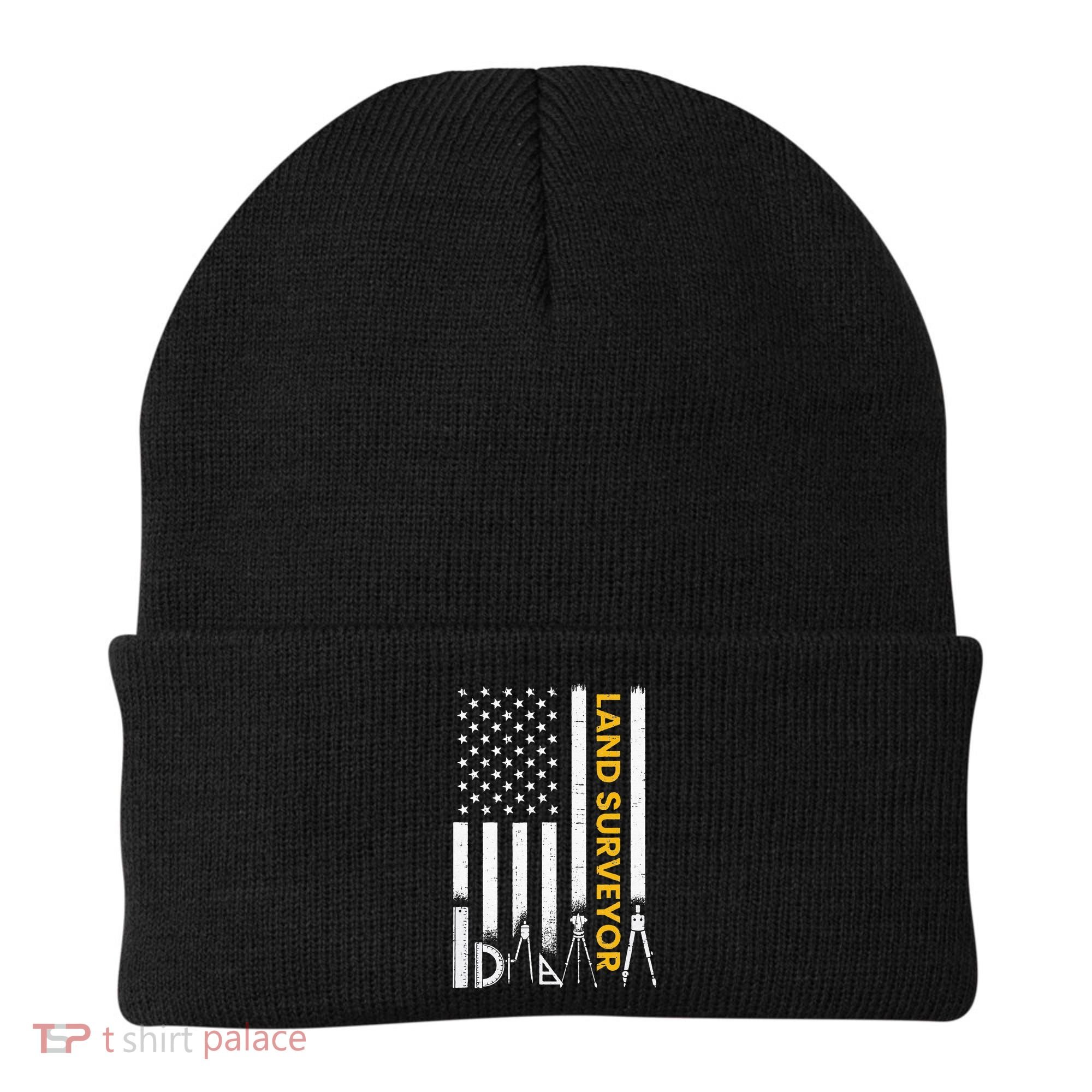Land surveyor American Flag funny land surveyor Beanie