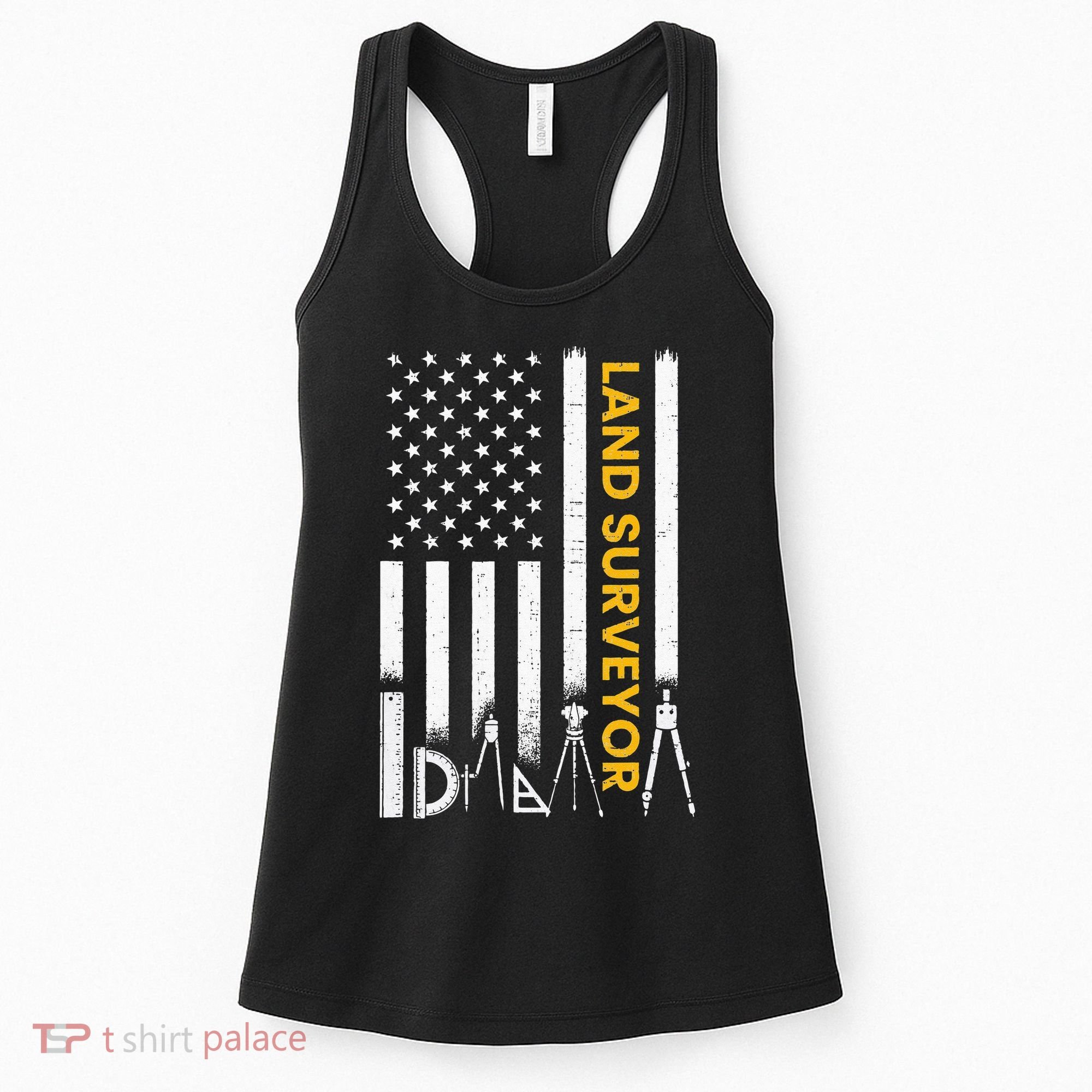 Land surveyor American Flag funny land surveyor Women's Tank Top