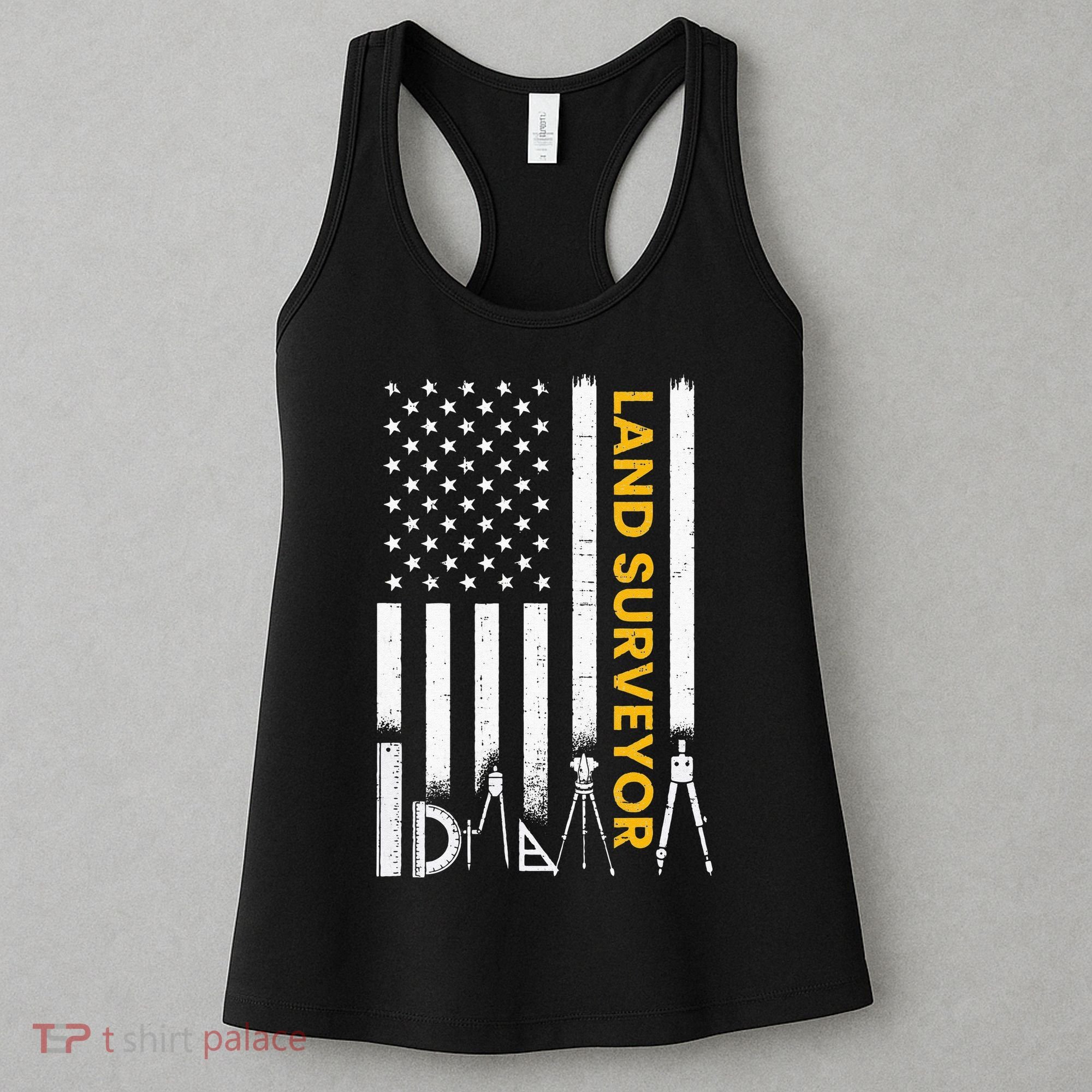 Land surveyor American Flag funny land surveyor Women's Tank Top