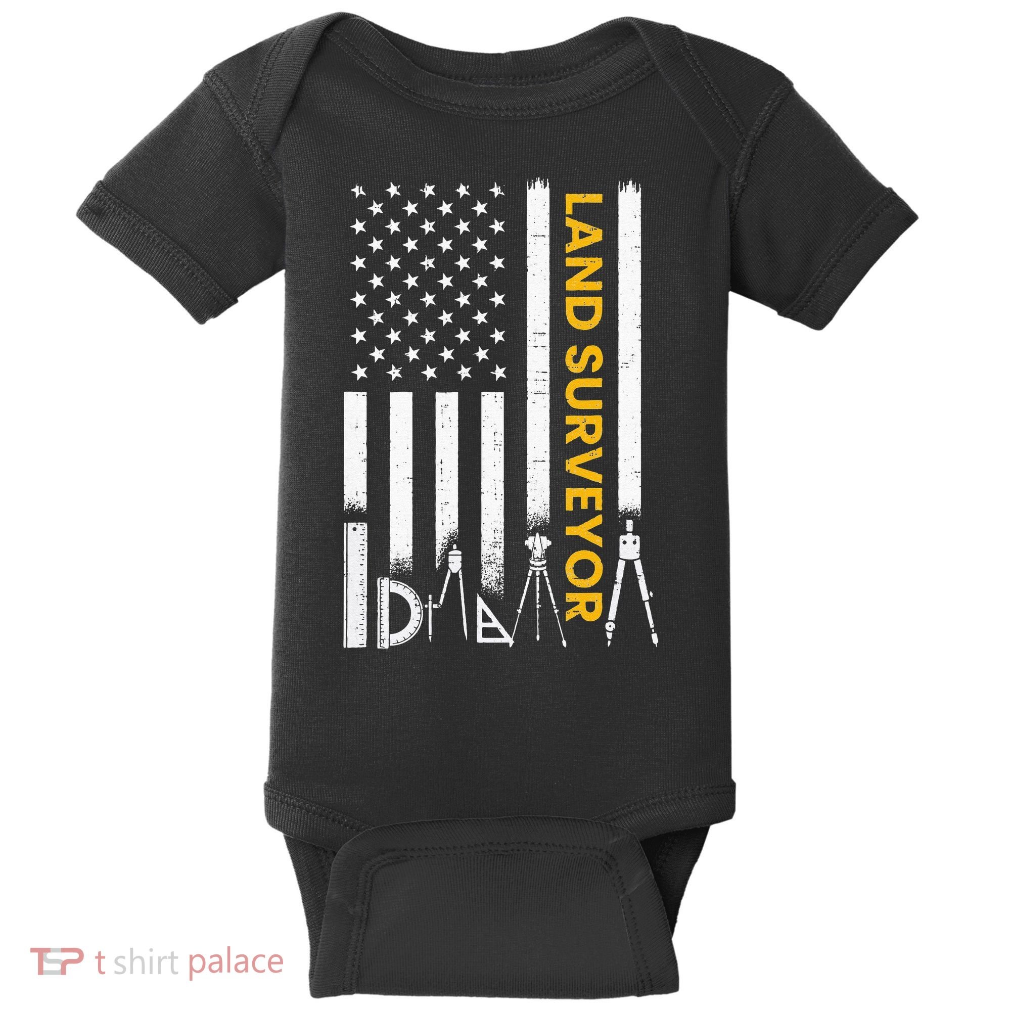Land surveyor American Flag funny land surveyor Baby Bodysuit