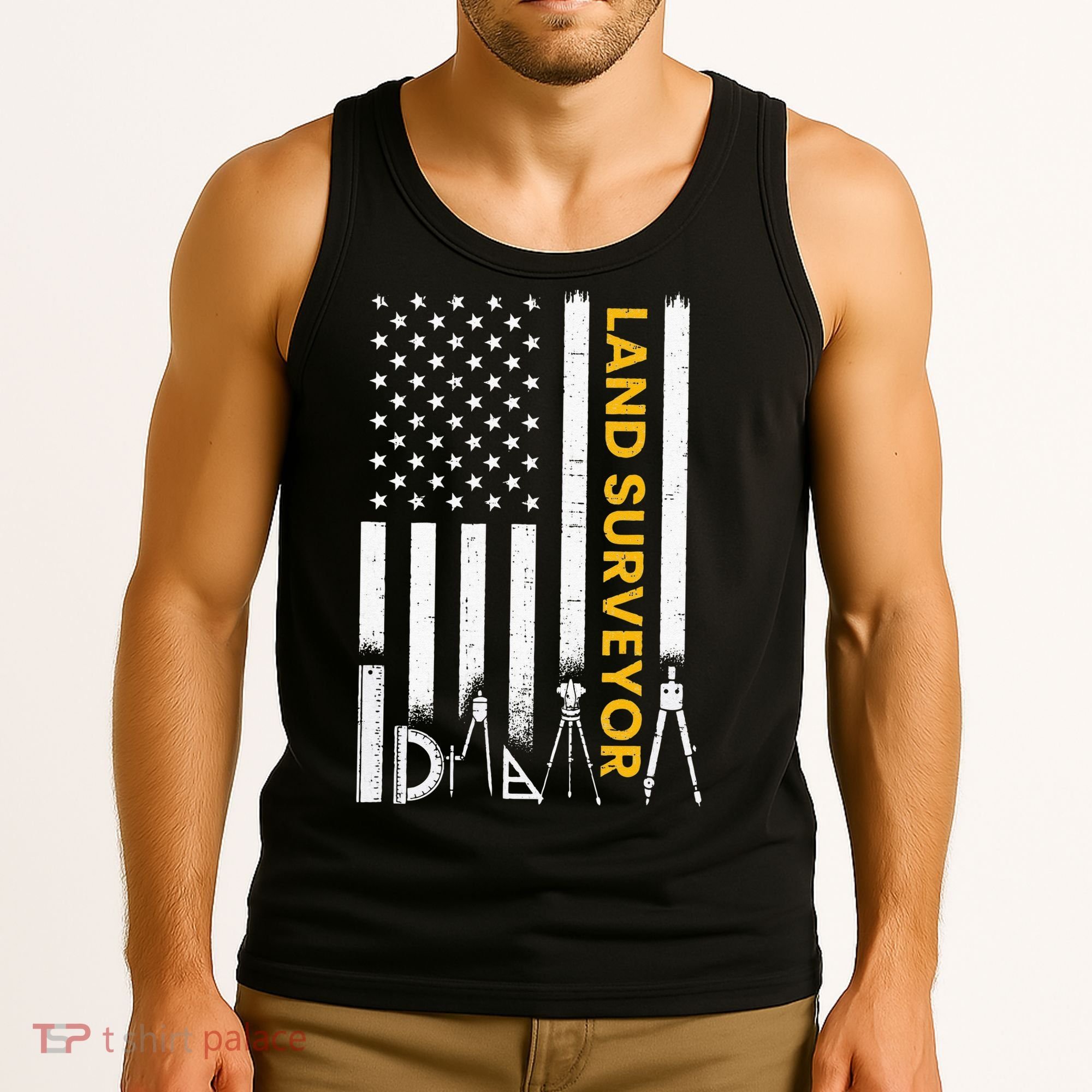 Land surveyor American Flag funny land surveyor Tank Top
