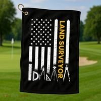 Land surveyor American Flag funny land surveyor Golf Towel thumb 1