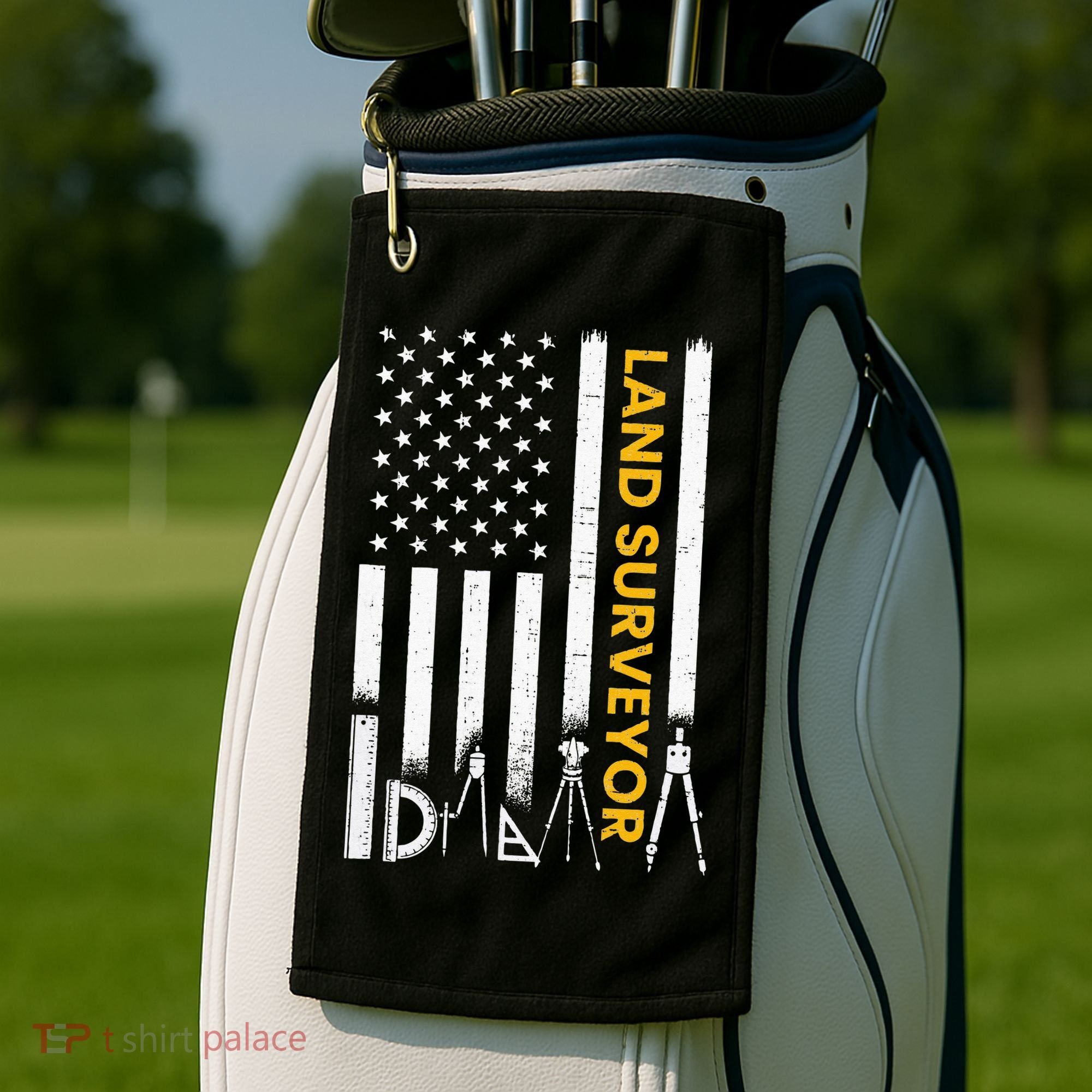 Land surveyor American Flag funny land surveyor Golf Towel