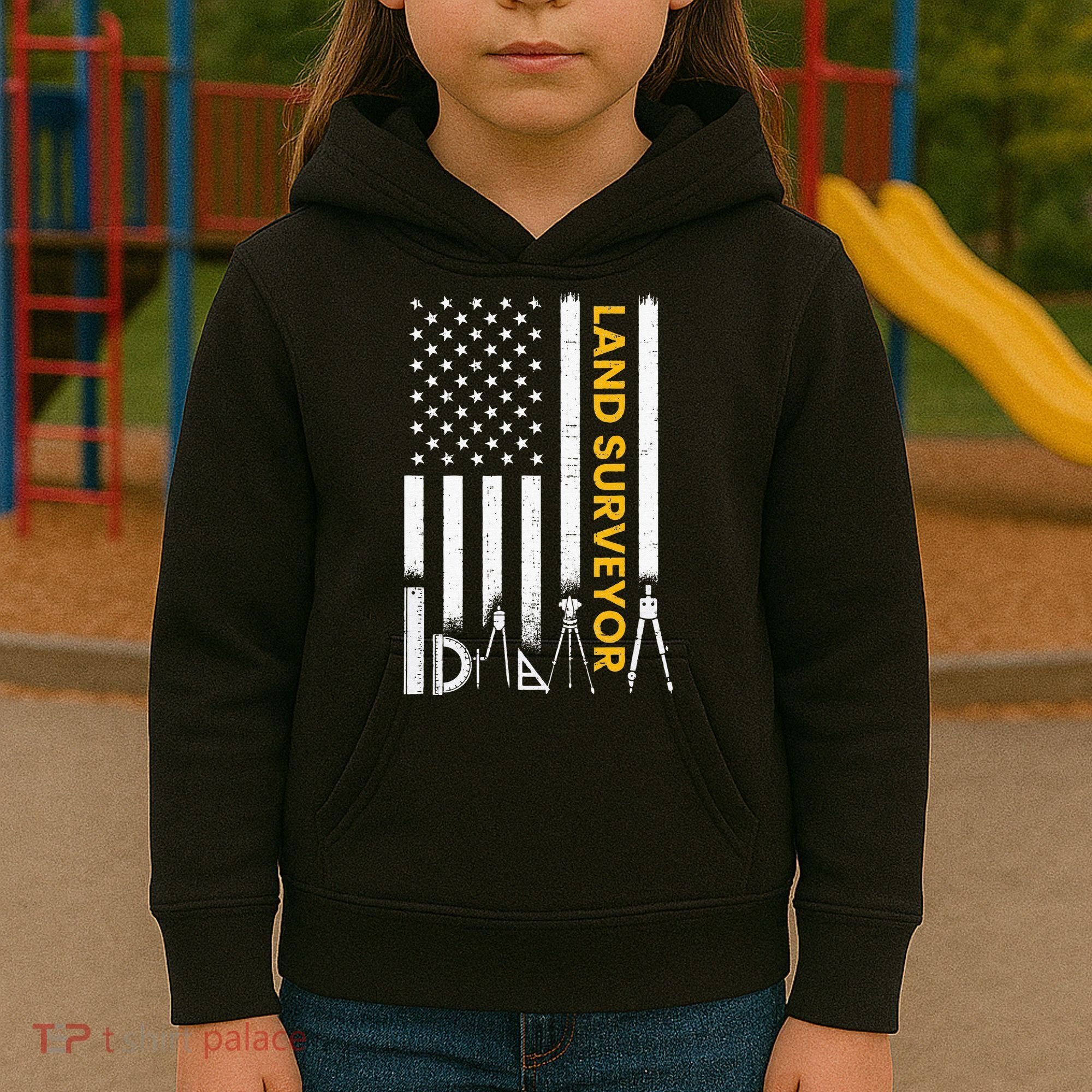 Land surveyor American Flag funny land surveyor Kids Hoodie