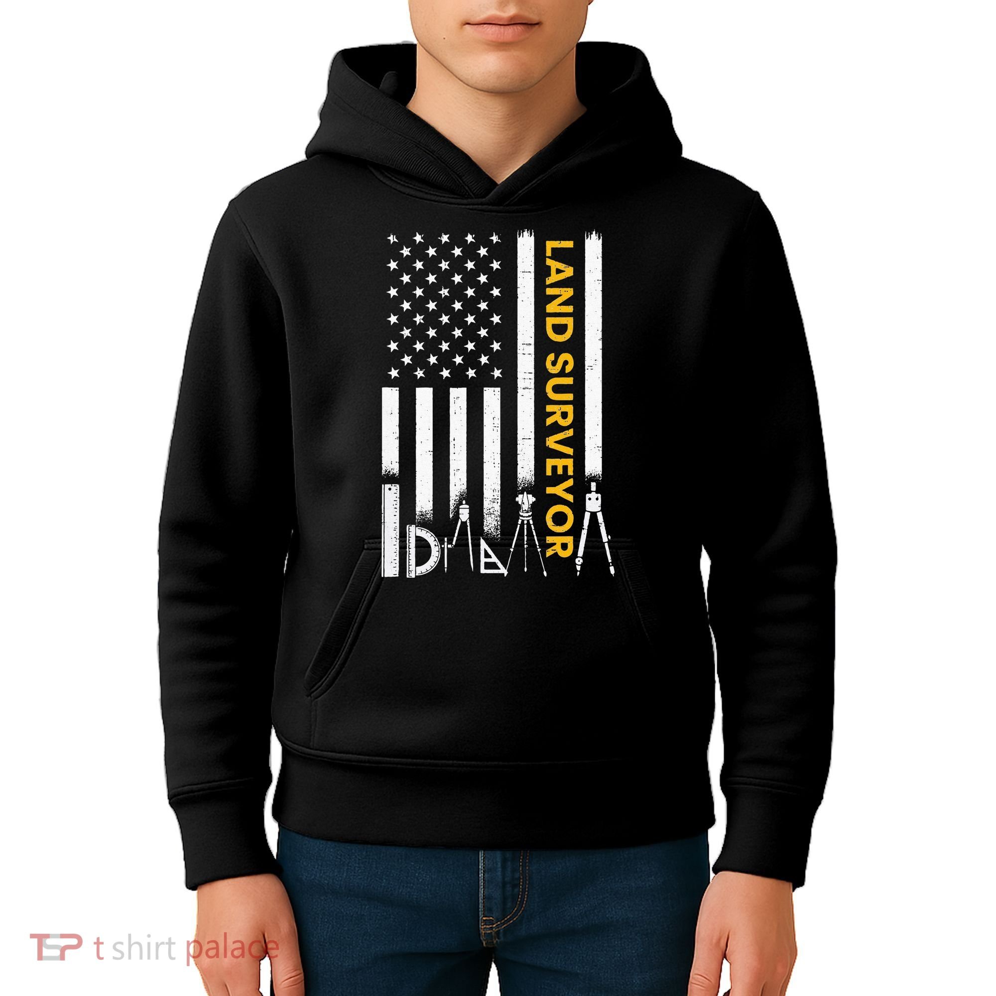 Land surveyor American Flag funny land surveyor Kids Hoodie