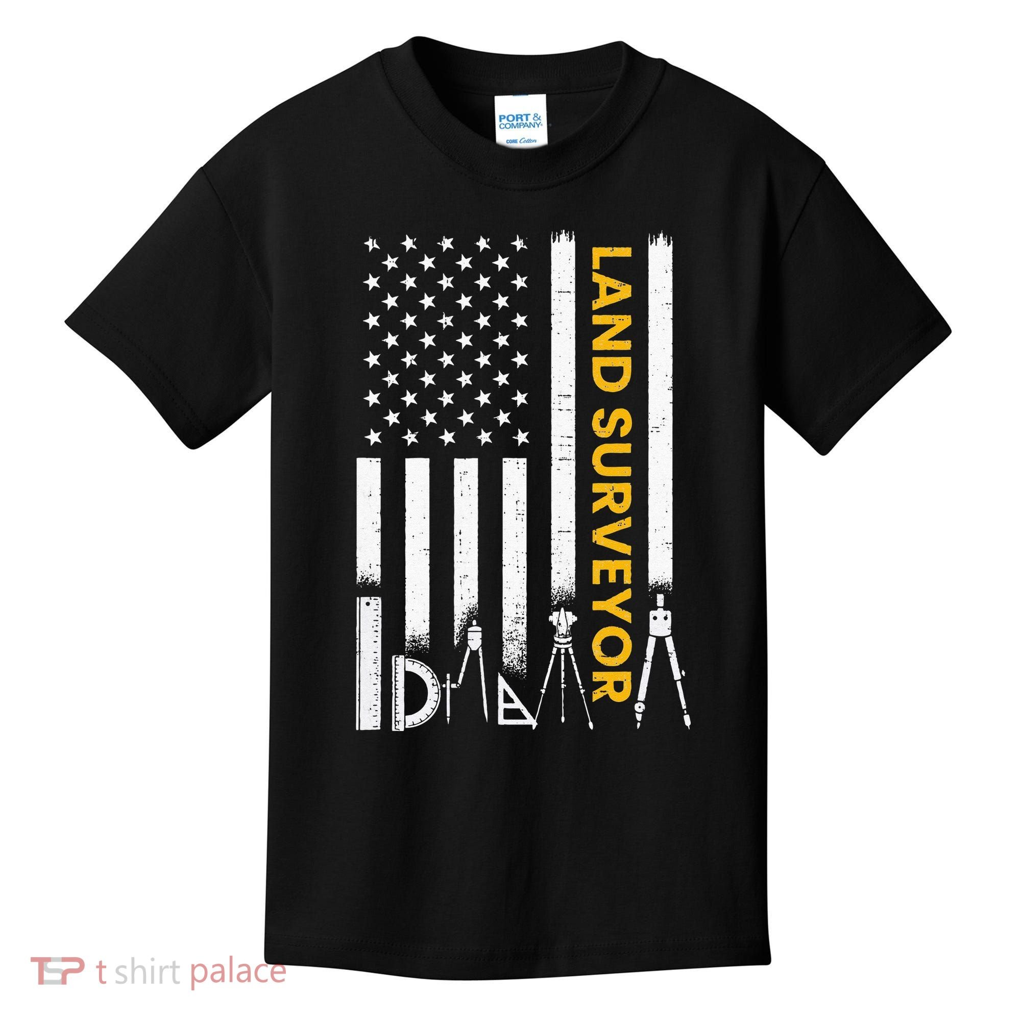 Land surveyor American Flag funny land surveyor Kids T-Shirt