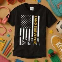 Land surveyor American Flag funny land surveyor Kids T-Shirt thumb 3