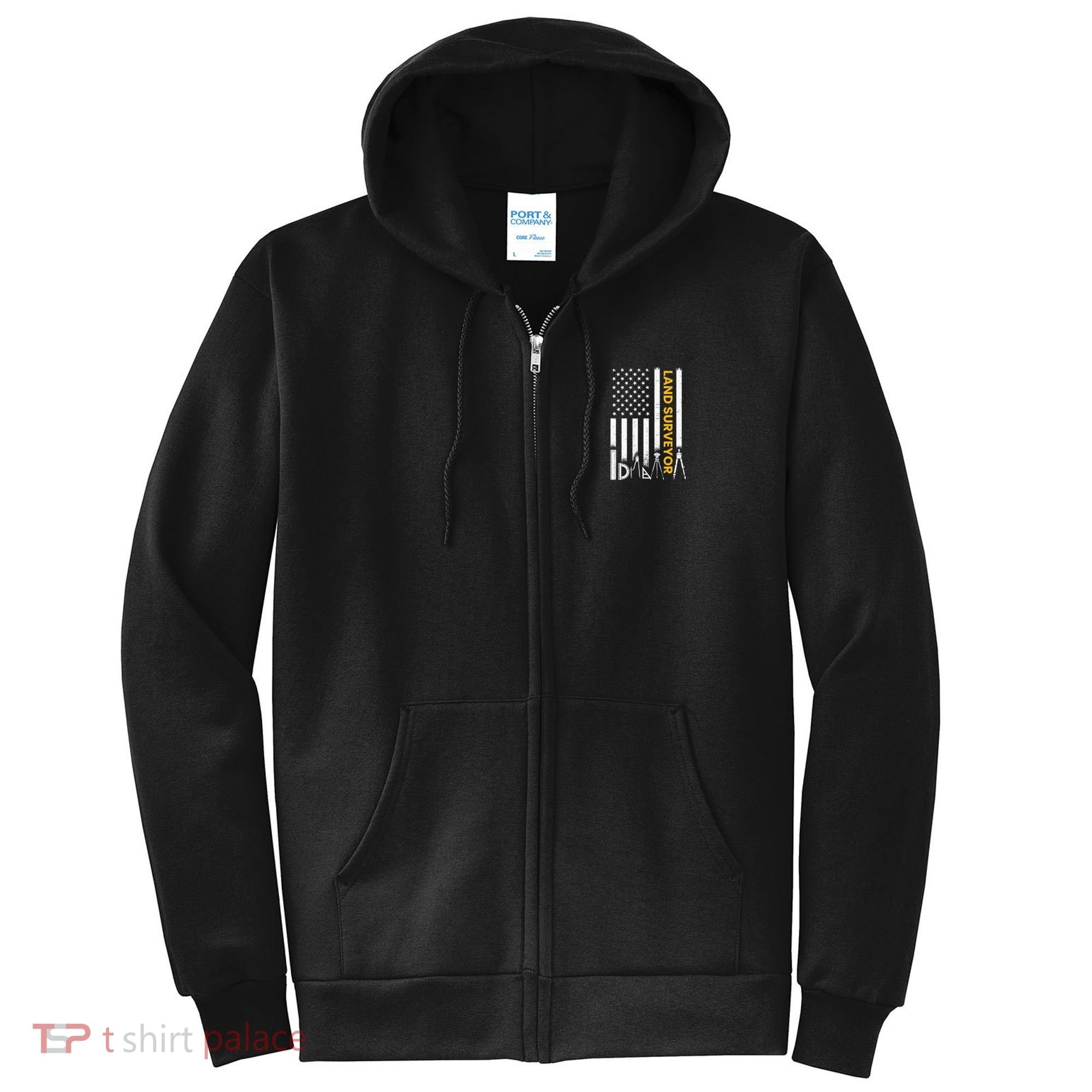 Land surveyor American Flag funny land surveyor Full Zip Hoodie