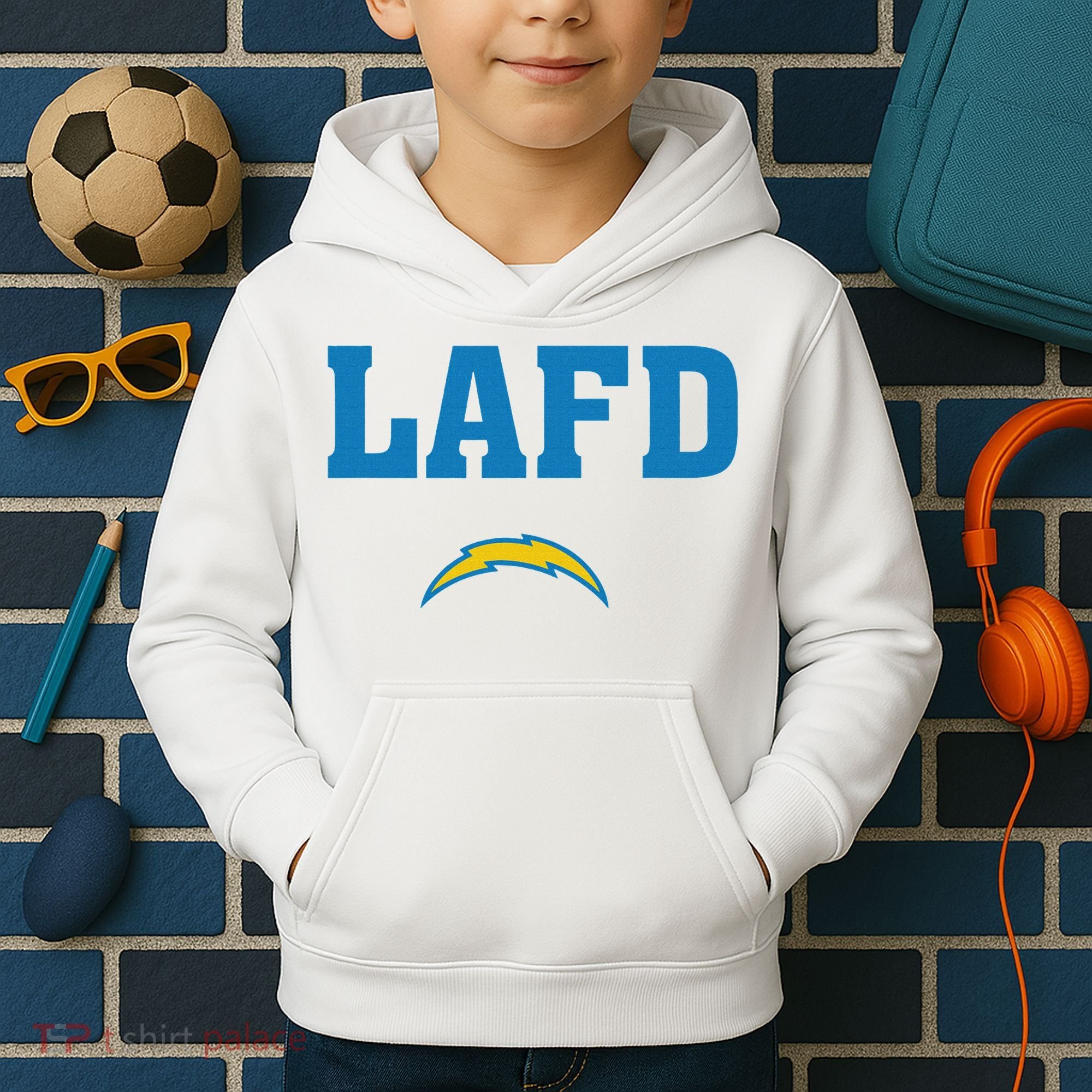Lafd Style Blue Kids Hoodie