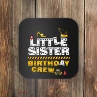 Little Sister Birthday Crew Construction Family Birthday Coaster thumb 0