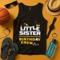 Little Sister Birthday Crew Construction Family Birthday Tank Top thumb 4