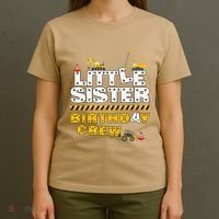 Little Sister Birthday Crew Construction Family Birthday T-Shirt thumb 4