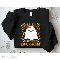 Little Sister Boo Crew Ghost Matching Family Halloween Sweatshirt thumb 2