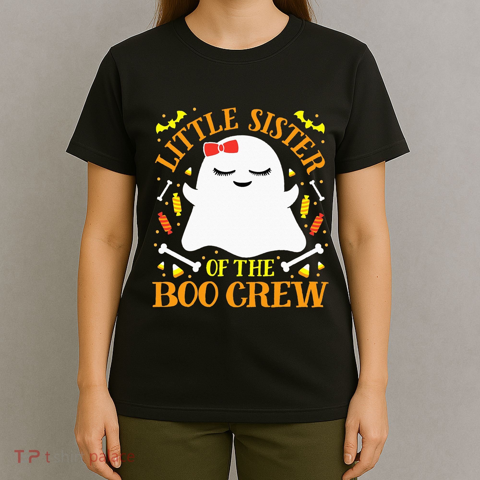 Little Sister Boo Crew Ghost Matching Family Halloween T-Shirt