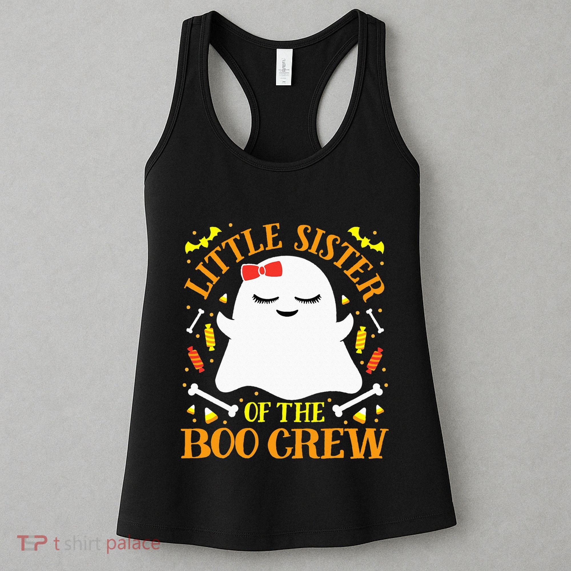 Little Sister Boo Crew Ghost Matching Family Halloween Women's Tank Top