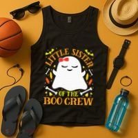 Little Sister Boo Crew Ghost Matching Family Halloween Tank Top thumb 4