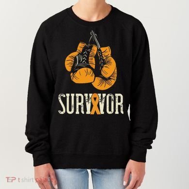 Leukemia Survivor Boxing Orange Ribbon Leukemia Awareness Women's Sweatshirt