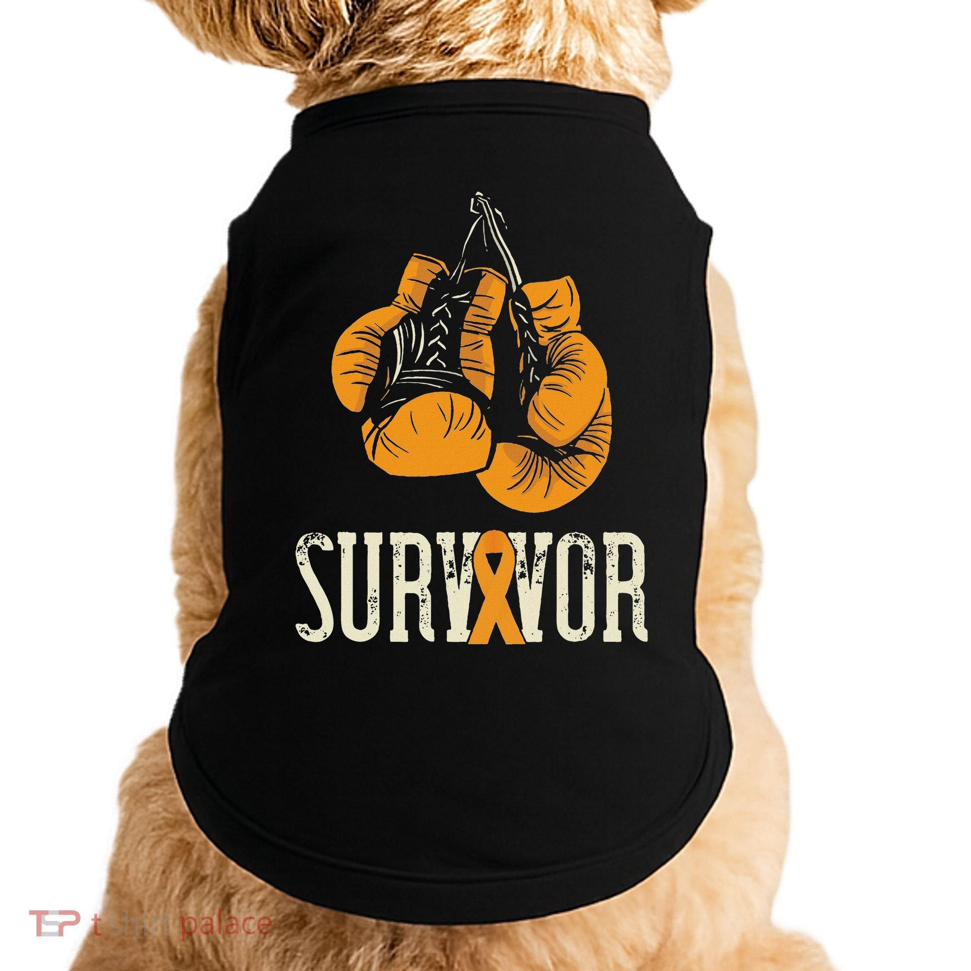 Leukemia Survivor Boxing Orange Ribbon Leukemia Awareness Doggie Tank