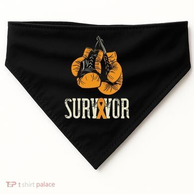 Leukemia Survivor Boxing Orange Ribbon Leukemia Awareness USA-Made Doggie Bandana
