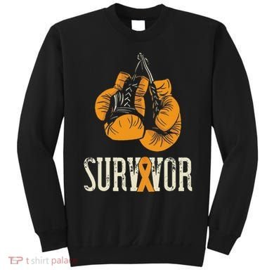 Leukemia Survivor Boxing Orange Ribbon Leukemia Awareness Sweatshirt
