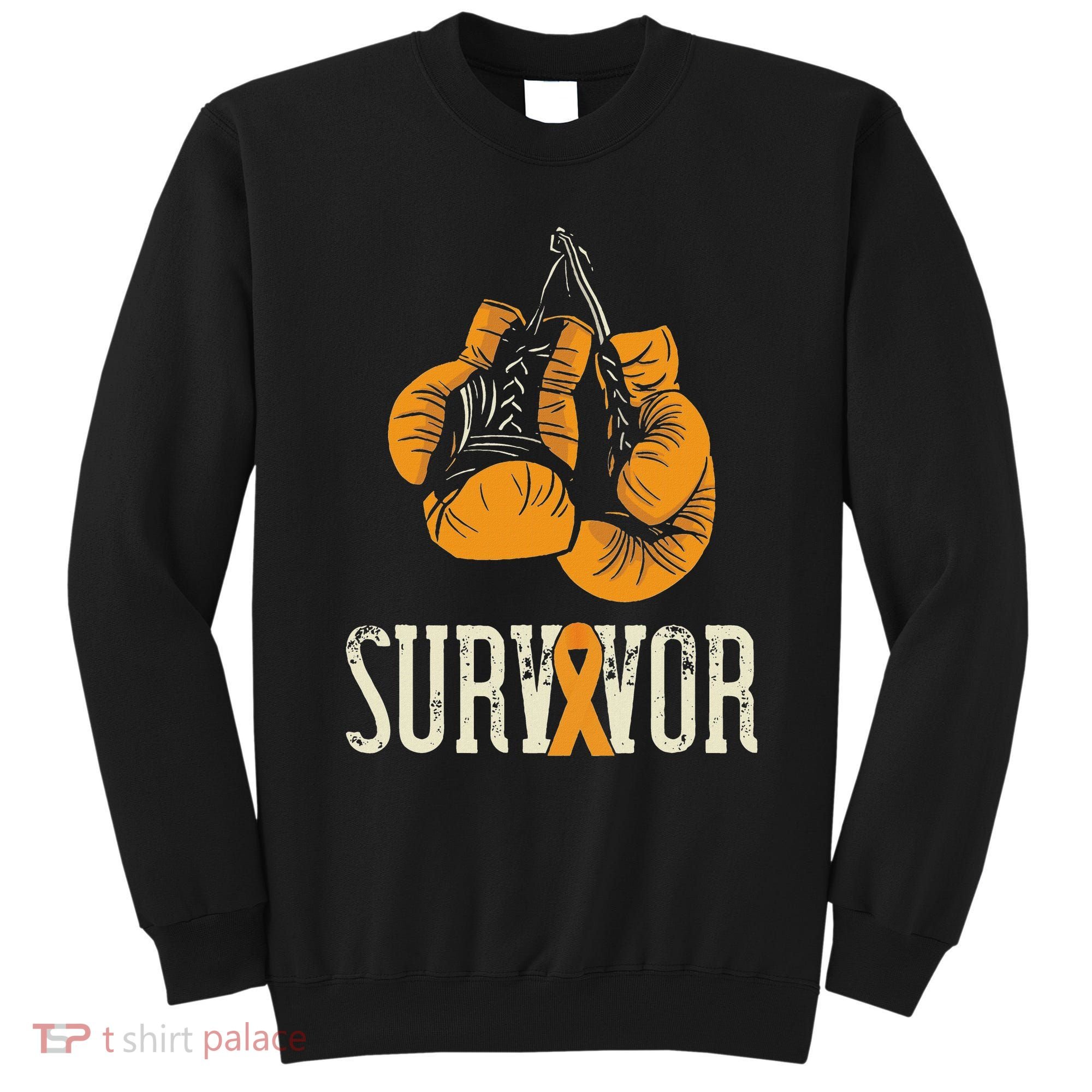 Leukemia Survivor Boxing Orange Ribbon Leukemia Awareness Sweatshirt