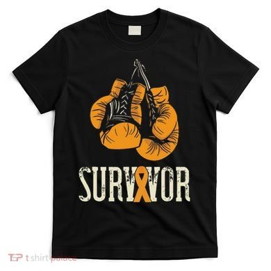 Leukemia Survivor Boxing Orange Ribbon Leukemia Awareness T-Shirt
