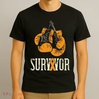 Leukemia Survivor Boxing Orange Ribbon Leukemia Awareness T-Shirt thumb 3