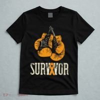 Leukemia Survivor Boxing Orange Ribbon Leukemia Awareness T-Shirt thumb 5