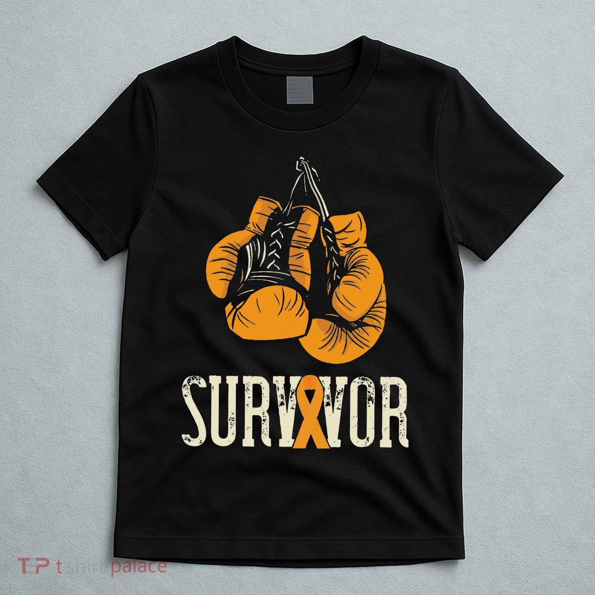 Leukemia Survivor Boxing Orange Ribbon Leukemia Awareness T-Shirt
