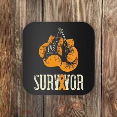 Leukemia Survivor Boxing Orange Ribbon Leukemia Awareness Coaster
