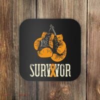 Leukemia Survivor Boxing Orange Ribbon Leukemia Awareness Coaster thumb 0