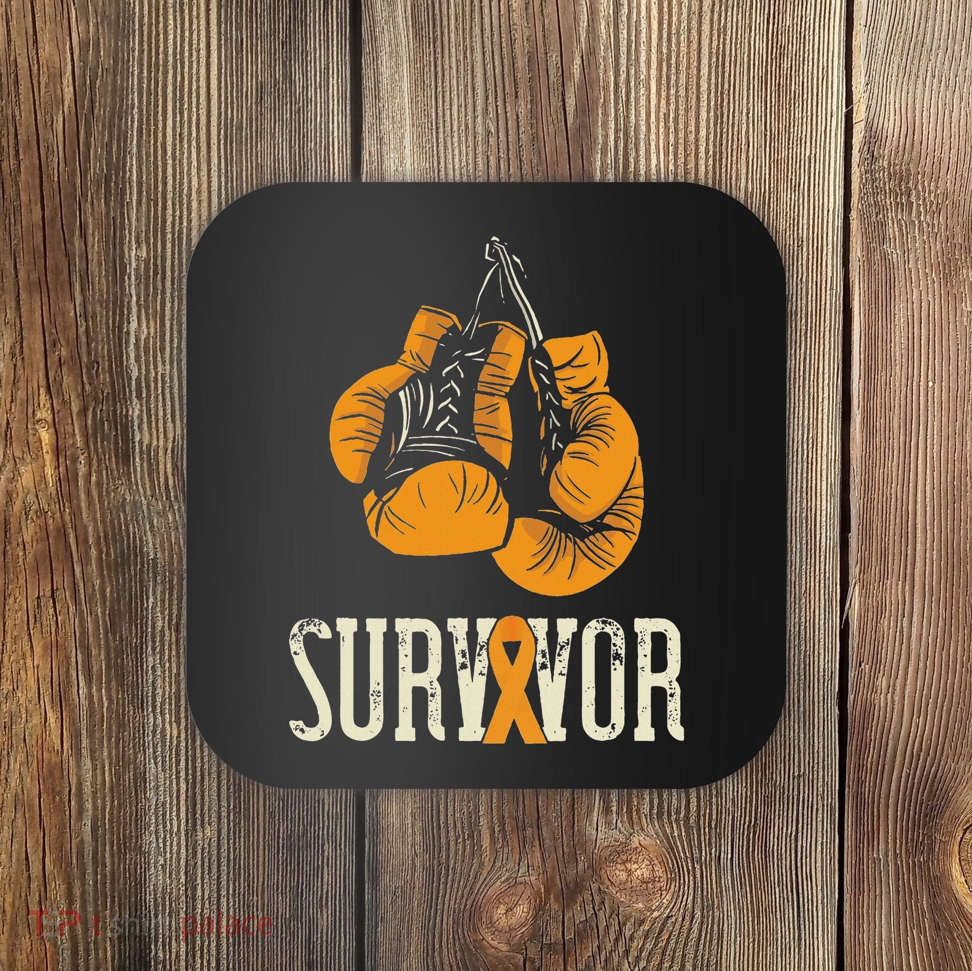 Leukemia Survivor Boxing Orange Ribbon Leukemia Awareness Coaster