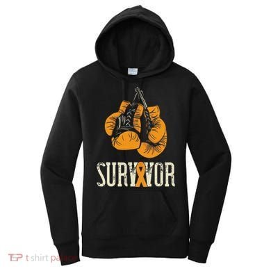 Leukemia Survivor Boxing Orange Ribbon Leukemia Awareness Women's Hoodie