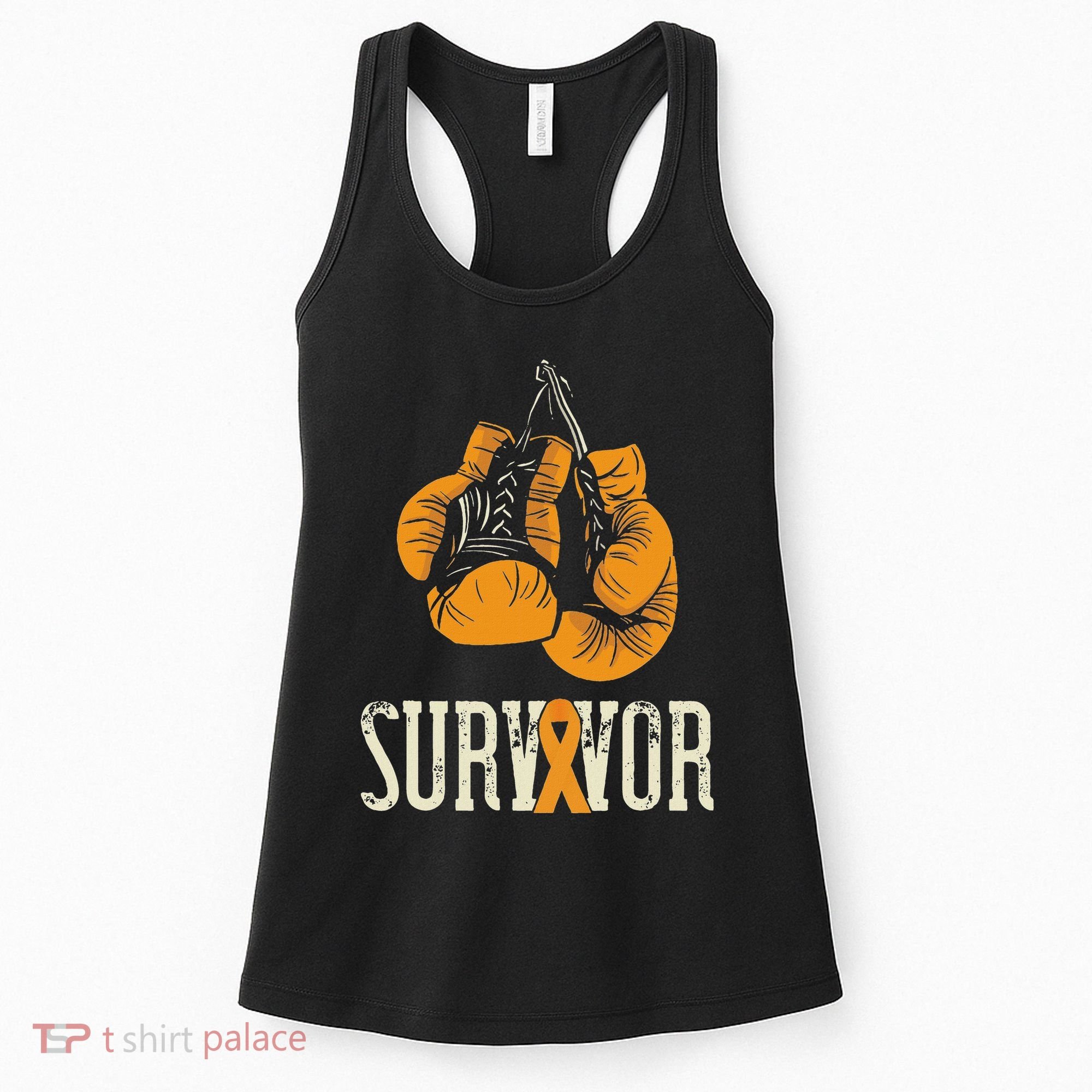 Leukemia Survivor Boxing Orange Ribbon Leukemia Awareness Women's Tank Top