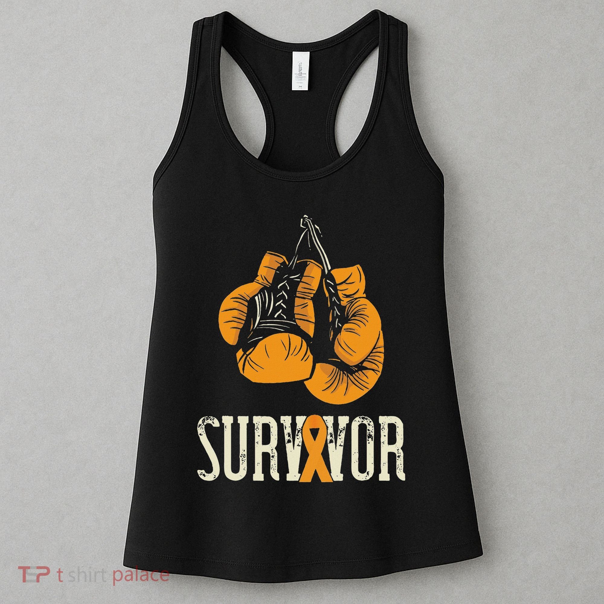 Leukemia Survivor Boxing Orange Ribbon Leukemia Awareness Women's Tank Top