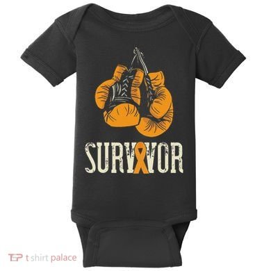 Leukemia Survivor Boxing Orange Ribbon Leukemia Awareness Baby Bodysuit