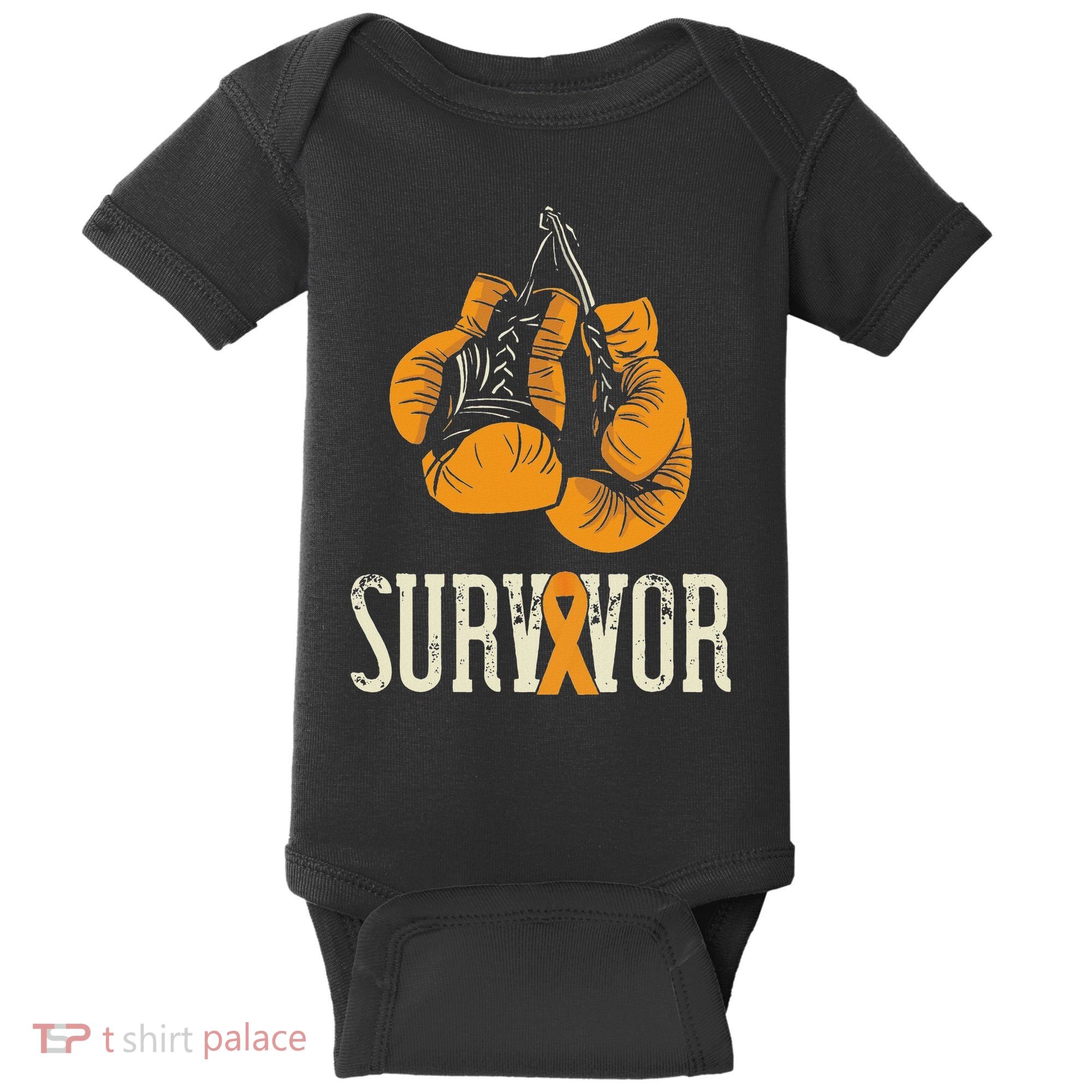 Leukemia Survivor Boxing Orange Ribbon Leukemia Awareness Baby Bodysuit